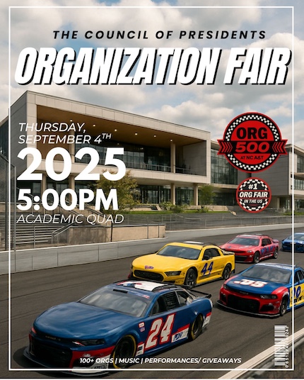 The Council of Presidents Organization Fair, Sept. 4, 2025, 5-8 p.m., located in the Academic Quad
